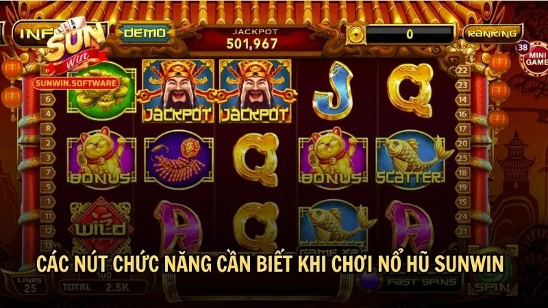 Các nút chức năng cần biết khi chơi nổ hũ Sunwin